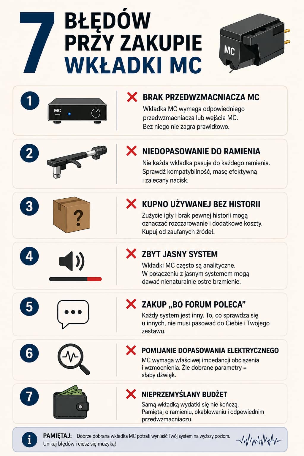 Najlepsza wkładka MC do 2000 zł – czy taki upgrade naprawdę ma sens? 4 Najczęstsze błędy przy zakupie wkładki MC – przedwzmacniacz, dopasowanie i budżet