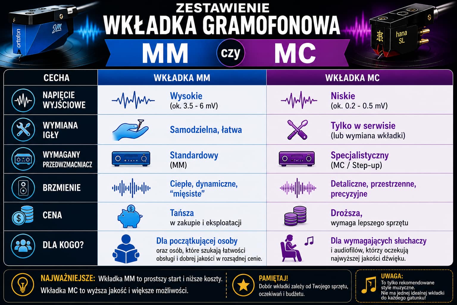 Wkładka gramofonowa MM czy MC? Różnice w brzmieniu 4 wkładka gramofonowa mm czy mc różnice napięcie brzmienie cena porównanie