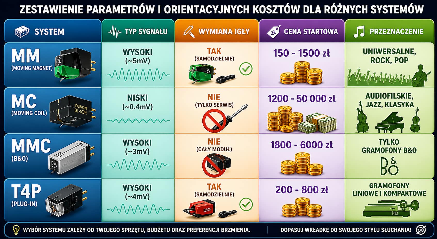 Wkładka gramofonowa MM czy MC? Różnice w brzmieniu 6 wkładka gramofonowa mm czy mc różnice napięcie cena kompatybilność porównanie systemów